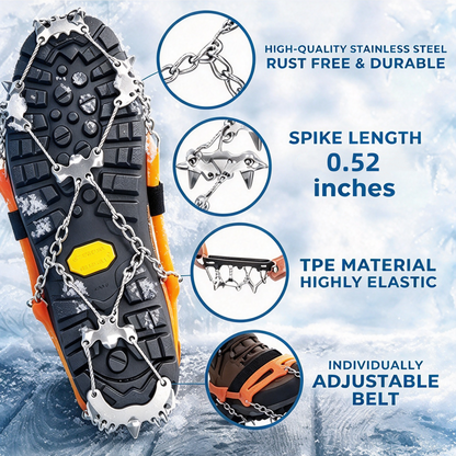 10-Spike Stainless Steel Crampons – Anti-Slip Ice Cleats