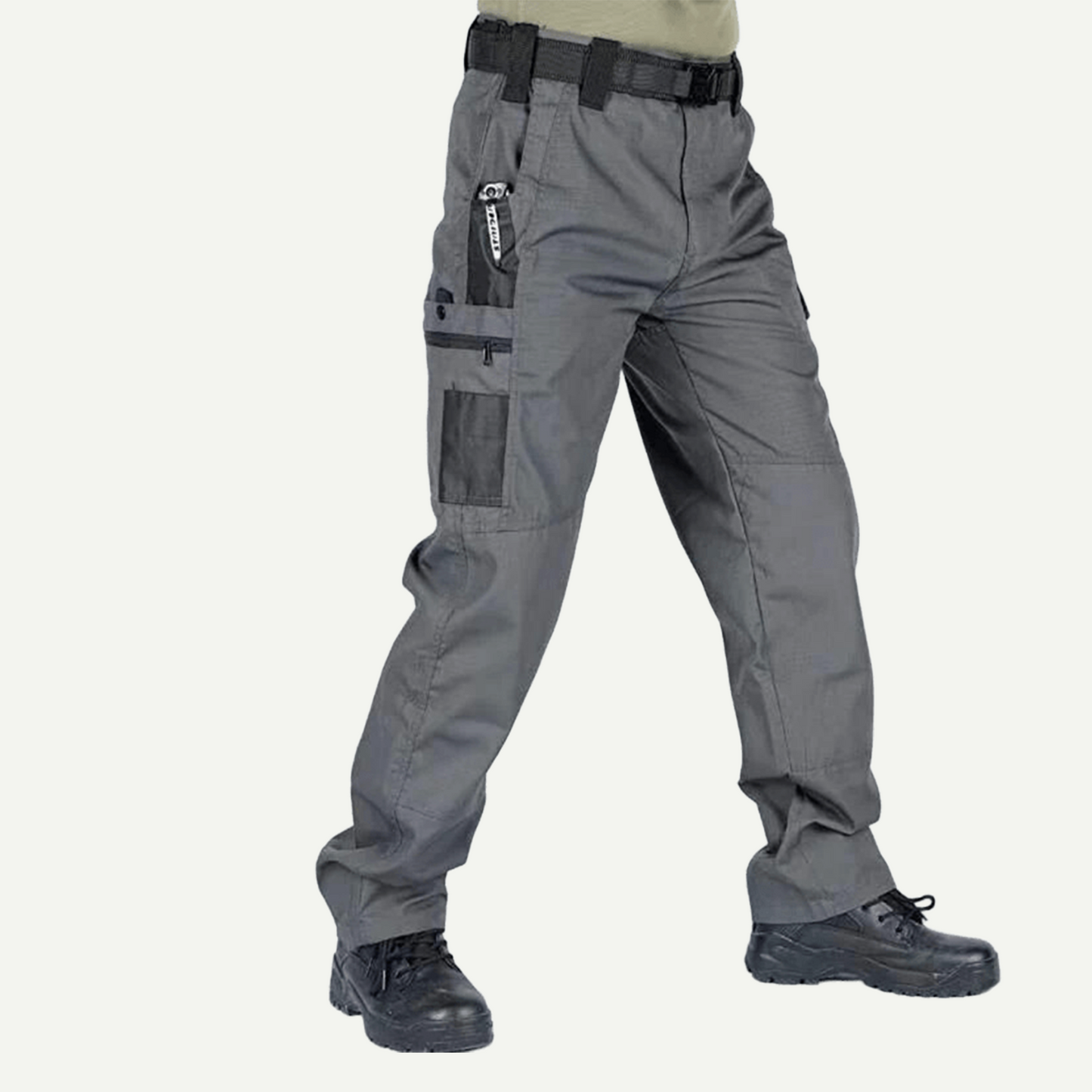 Men's solid color printed pocket zipper waterproof EDC work pants