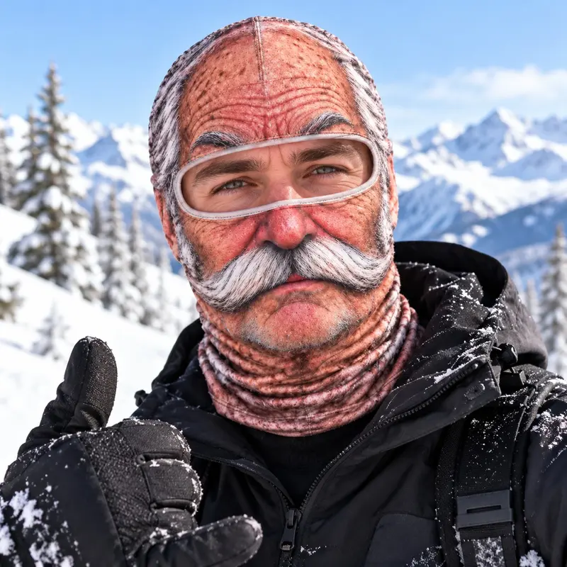 3D Realistic Old Man Face Mask with Hood|Funny Winter Skiing Costume Accessory
