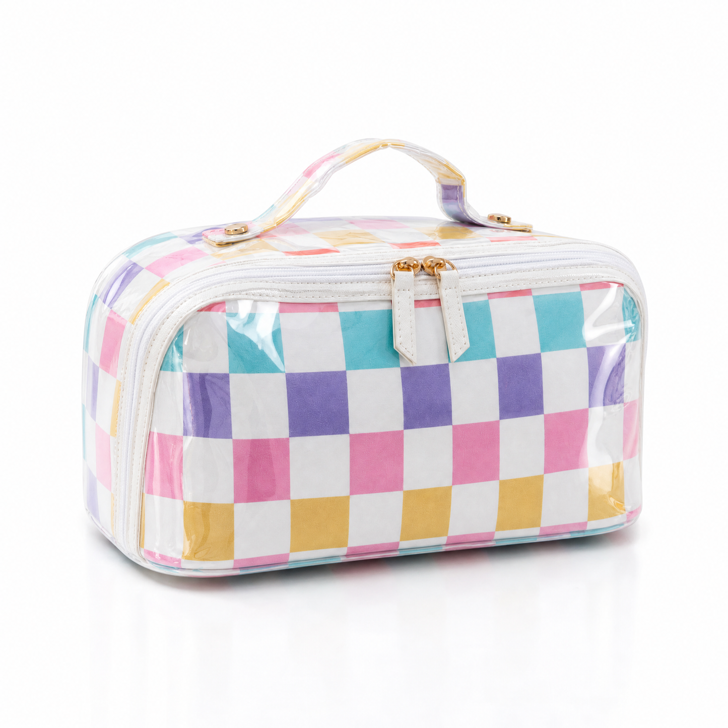 Preppy Striped PVC Travel Cosmetic Bag – Large Capacity, Waterproof Makeup Organizer