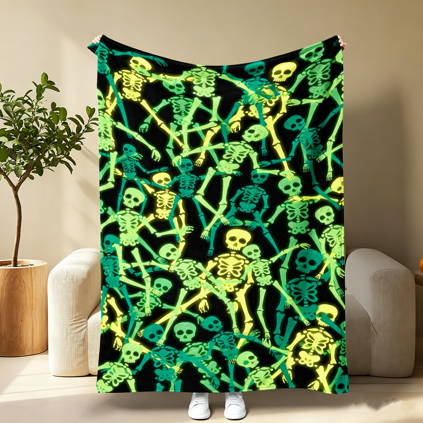 Halloween Patchwork Flannel Blanket – Soft Warm Throw, 5 Sizes