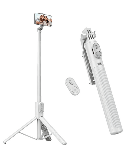 1.7M All-in-One Phone Tripod & Selfie Stick – Remote Shutter, Optional Beauty Light