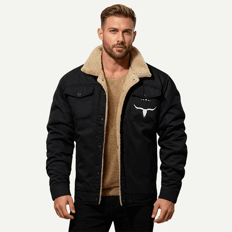 Men’s Retro Western Fleece Jacket – Warm, Rugged & Timeless Style