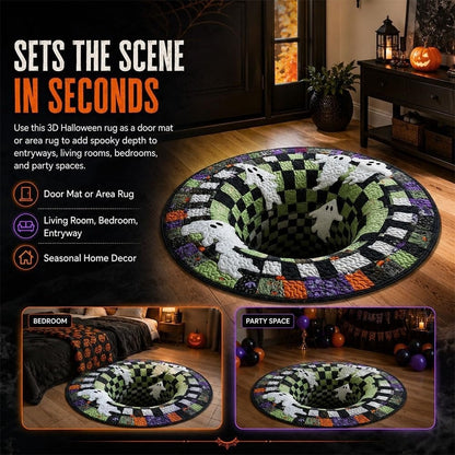 3D Halloween Optical Illusion Rug – Soft Non-Slip Round Mat