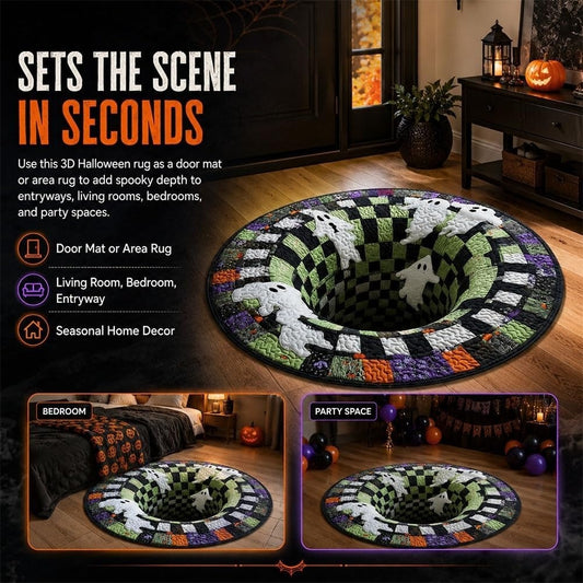 3D Halloween Optical Illusion Rug – Soft Non-Slip Round Mat
