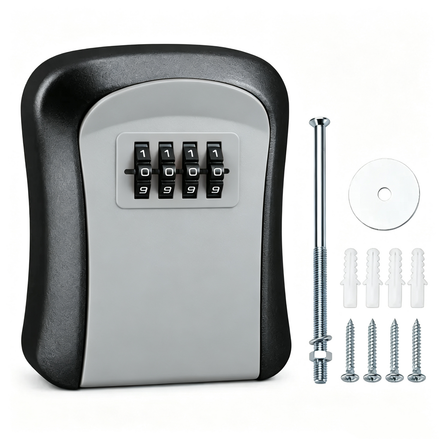 Wall Mount Key Lock Box - 4 Digit Combination Lockbox for Keys Safe Security Storage