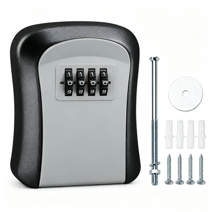 Wall Mount Key Lock Box - 4 Digit Combination Lockbox for Keys Safe Security Storage