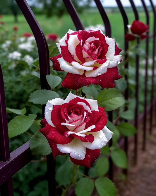 Rare Twin Red White Rose Flower
