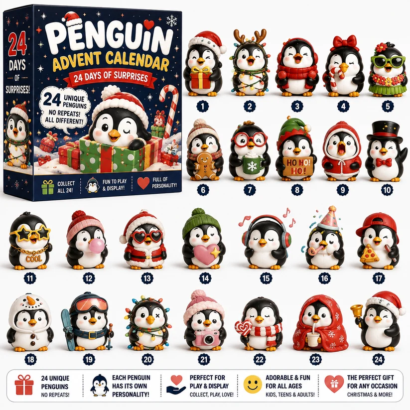 24-Day Penguin Advent Calendar – 24 Unique Collectible Penguins