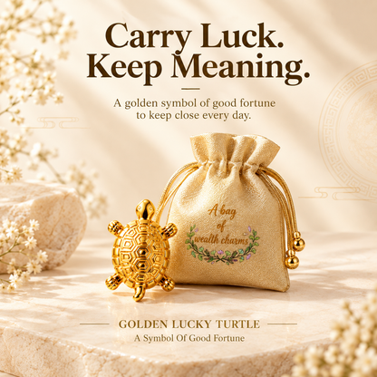 Golden Lucky Turtle Wealth Charm Set - Bites onto Luck, Never Lets Go