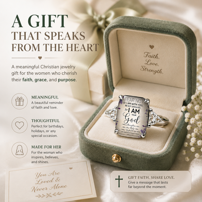 Women's Adjustable Christian Scripture Ring – Gold-Plated CZ Jewelry