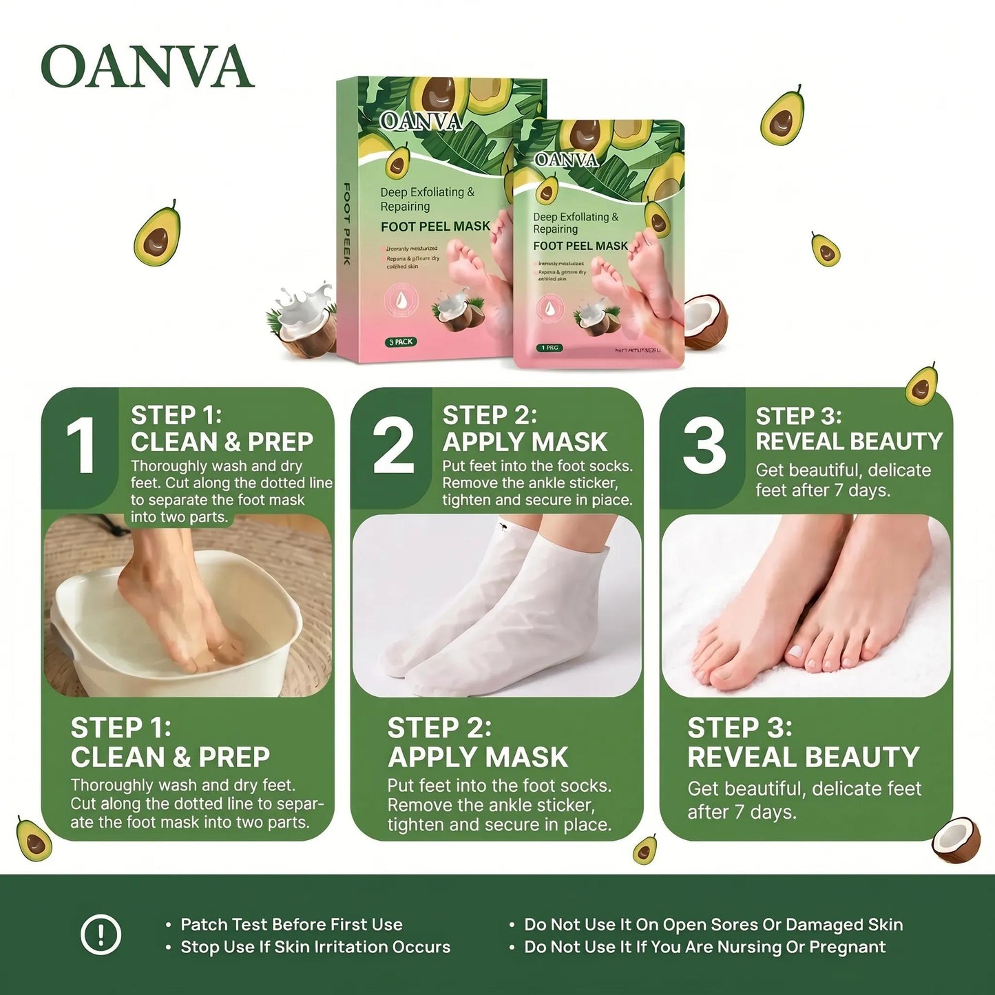 3-Piece Foot Peel Mask-Deep Exfoliating & Repairing
