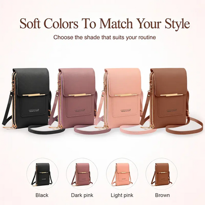 Women Touchscreen Clear Window Crossbody Phone Wallet