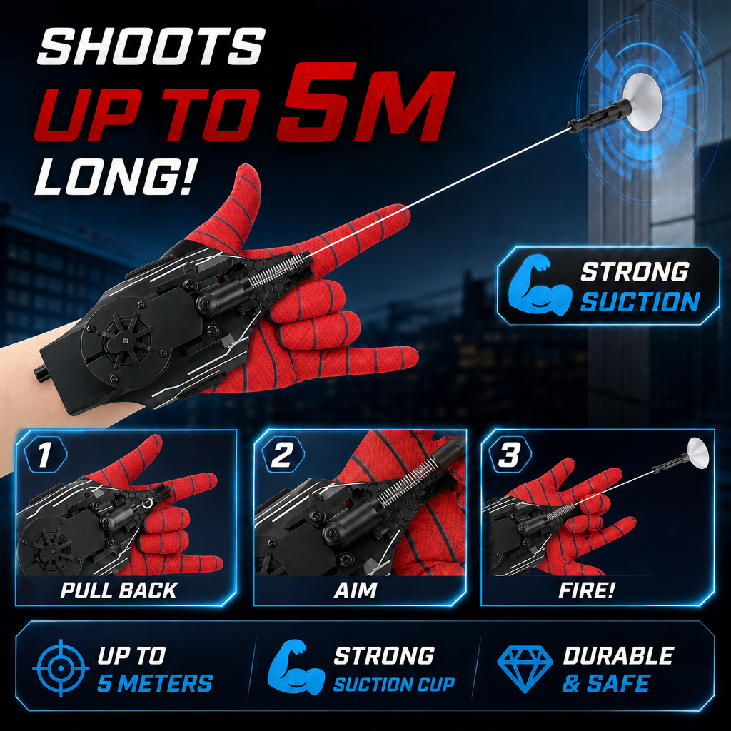 Electric Wrist Launcher Glove Set – Suction Dart Blaster, USB Rechargeable