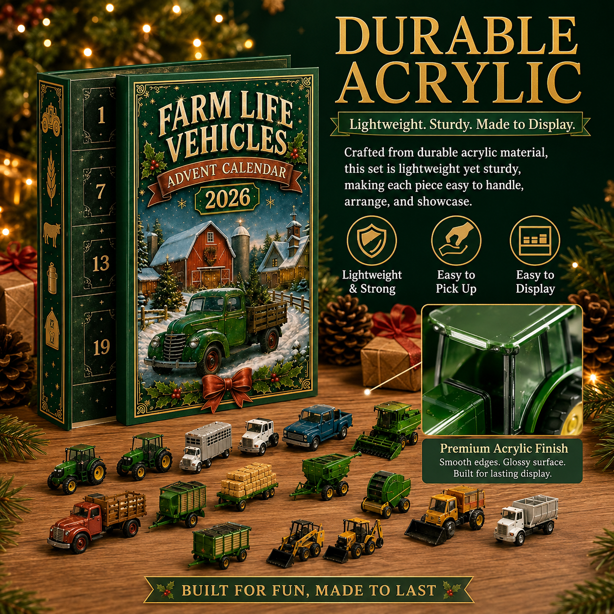 2026 Farm Advent Calendar – 24 Mini Farm Vehicle Decorations