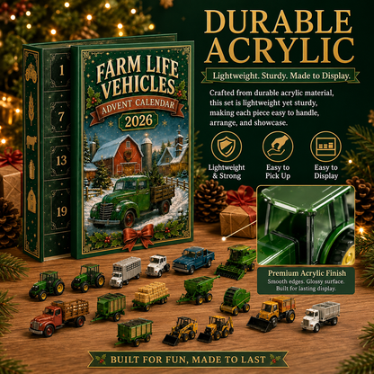 2026 Farm Advent Calendar – 24 Mini Farm Vehicle Decorations