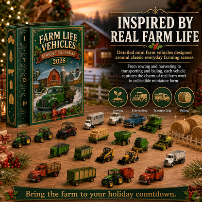2026 Farm Advent Calendar – 24 Mini Farm Vehicle Decorations