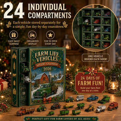 2026 Farm Advent Calendar – 24 Mini Farm Vehicle Decorations