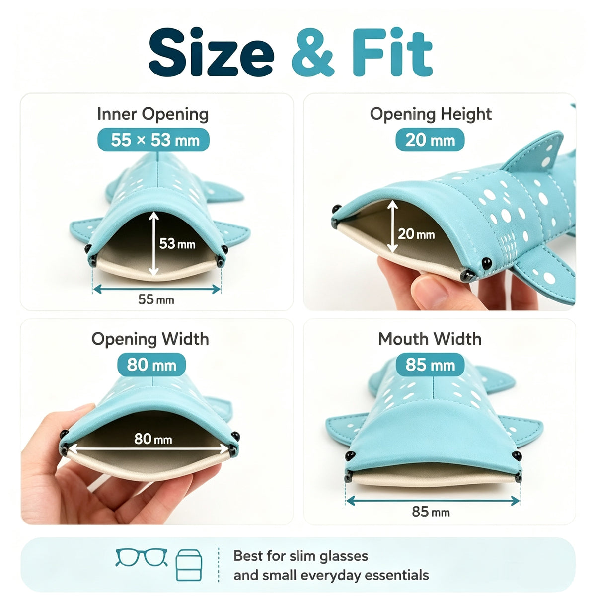 Whale Shark Glasses Case – Handmade Leather Shark Eyewear Pouch