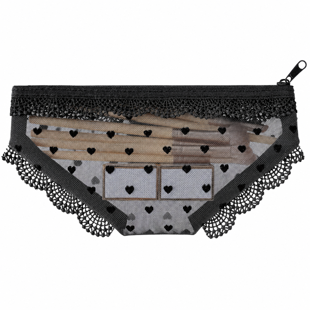 Cute Lace Triangle Briefs Shape Mesh Makeup Bags