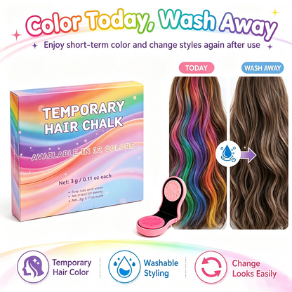 Washable Hair Chalk for Girls – 12-Color Temporary Hair Dye