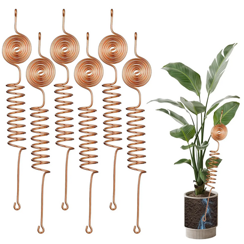 6 Pack 99% Pure Copper Electroculture Kit – 10-Gauge Stakes & Rings