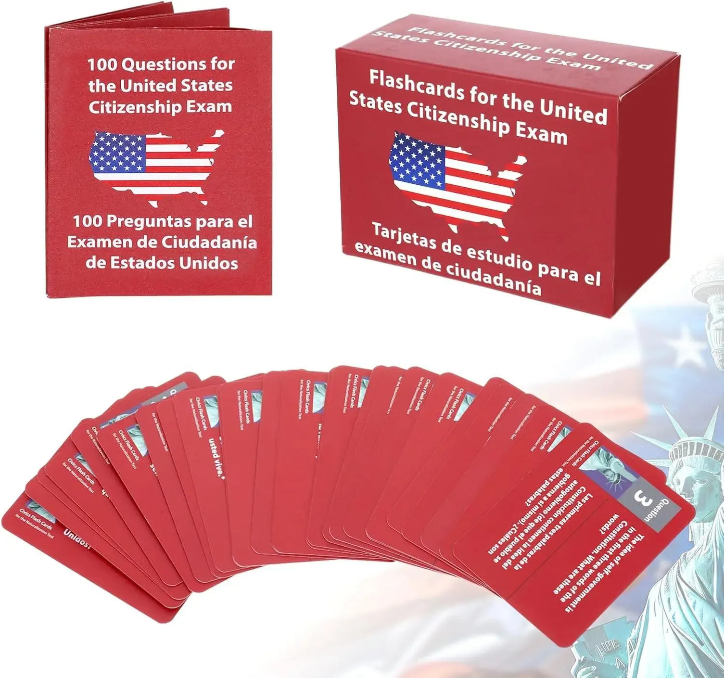 2026 US Citizenship Flash Cards – 128 Official Questions & Answers (English & Spanish)