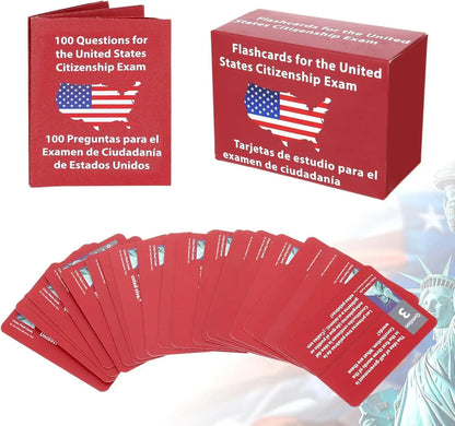 2026 US Citizenship Flash Cards – 128 Official Questions & Answers (English & Spanish)