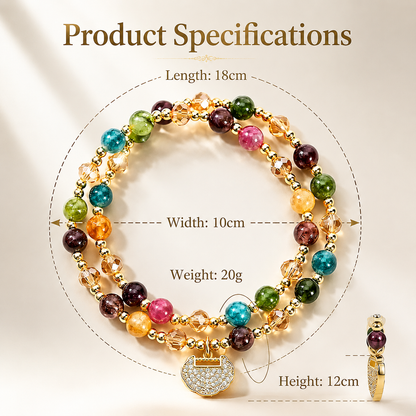 Premium Double Strand Rainbow Tourmaline Beaded Bracelet