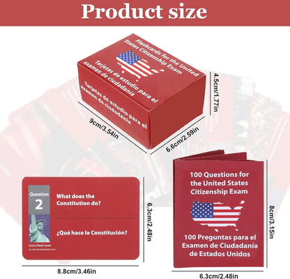 2026 US Citizenship Flash Cards – 128 Official Questions & Answers (English & Spanish)