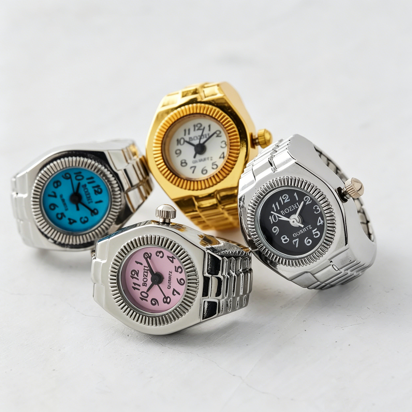 Individuality Vintage Punk Alloy Elastic Stretchy Quartz Watch Rings