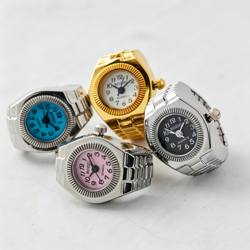 Individuality Vintage Punk Alloy Elastic Stretchy Quartz Watch Rings