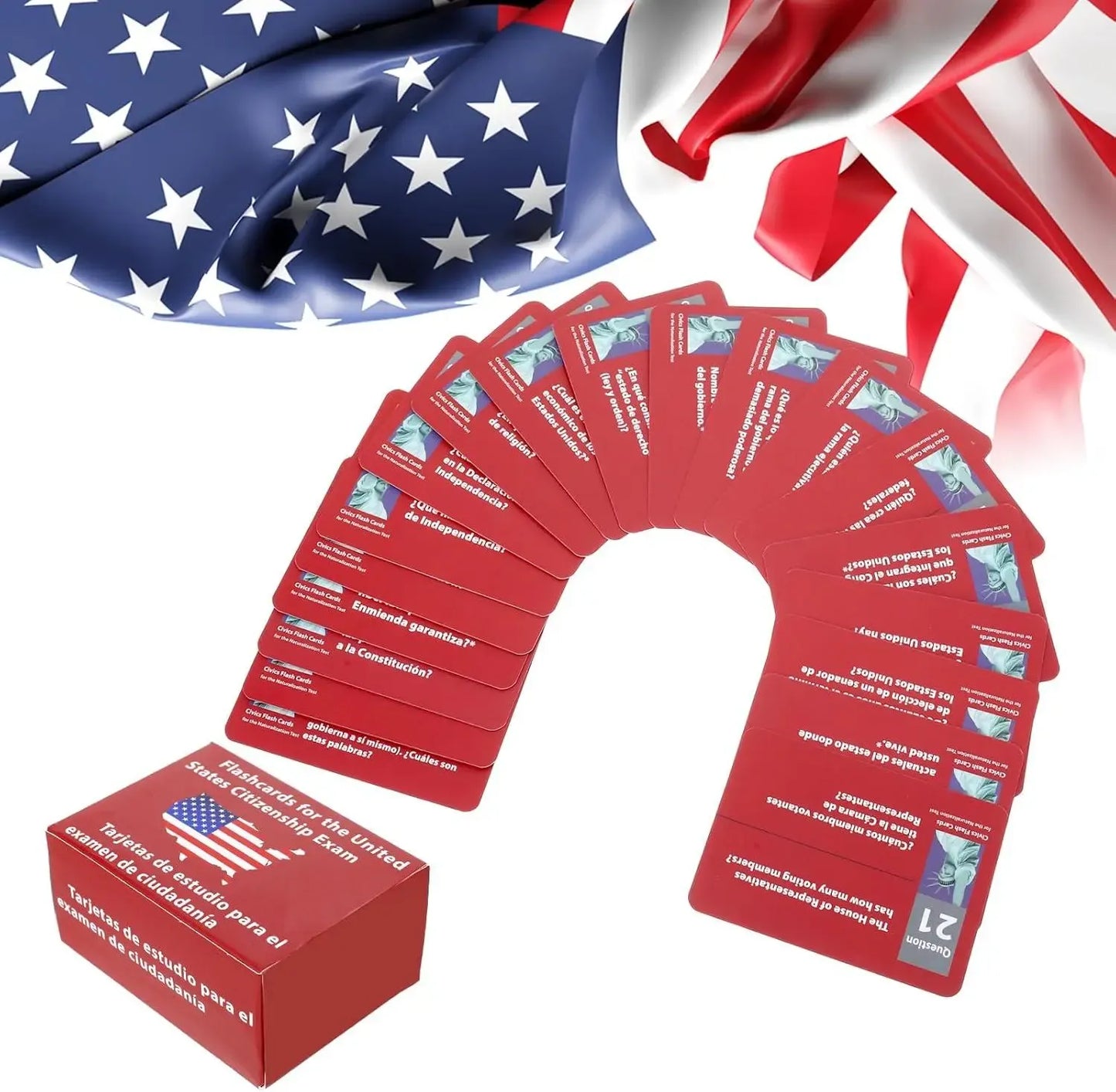 2026 US Citizenship Flash Cards – 128 Official Questions & Answers (English & Spanish)