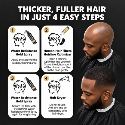 100% Human Hair Fibers & Water Resistance Hold Spray for Enhanced Hair Volume and Texture