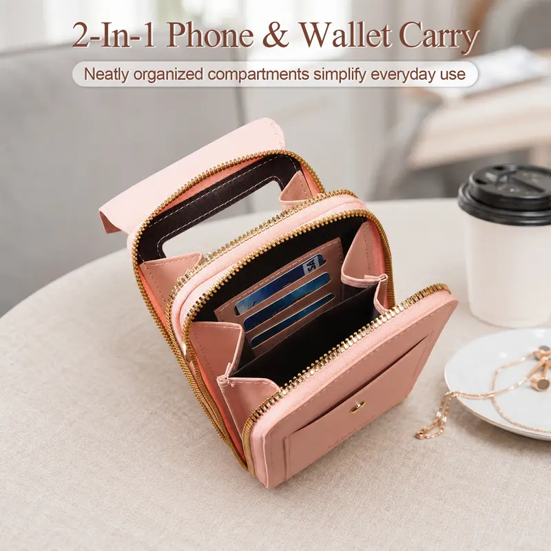Women Touchscreen Clear Window Crossbody Phone Wallet