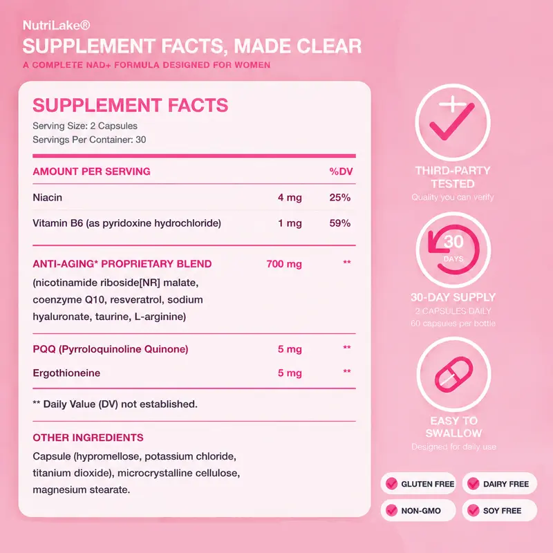 NAD+ Supplements for Woman Anti-Aging,Wrinkle Defense Capsules