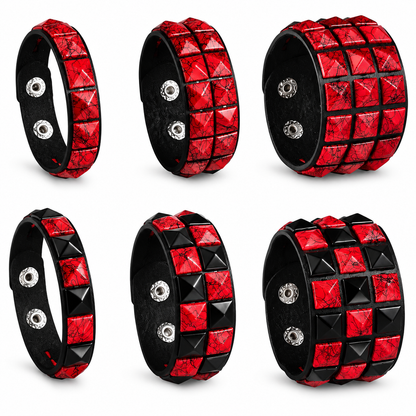 6Pcs Punk Rock Wide Artificial Leather Cuff Bracelets