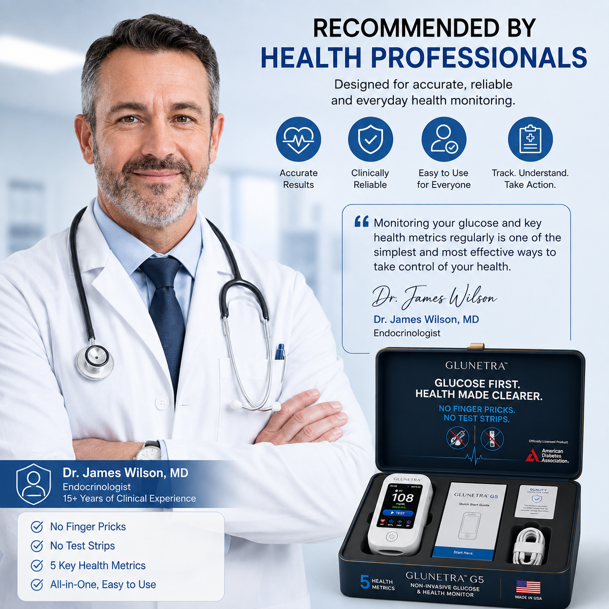 Non-Invasive Clucose & Health Monitor-No Finger Pricks Blood Sugar Monitoring Device