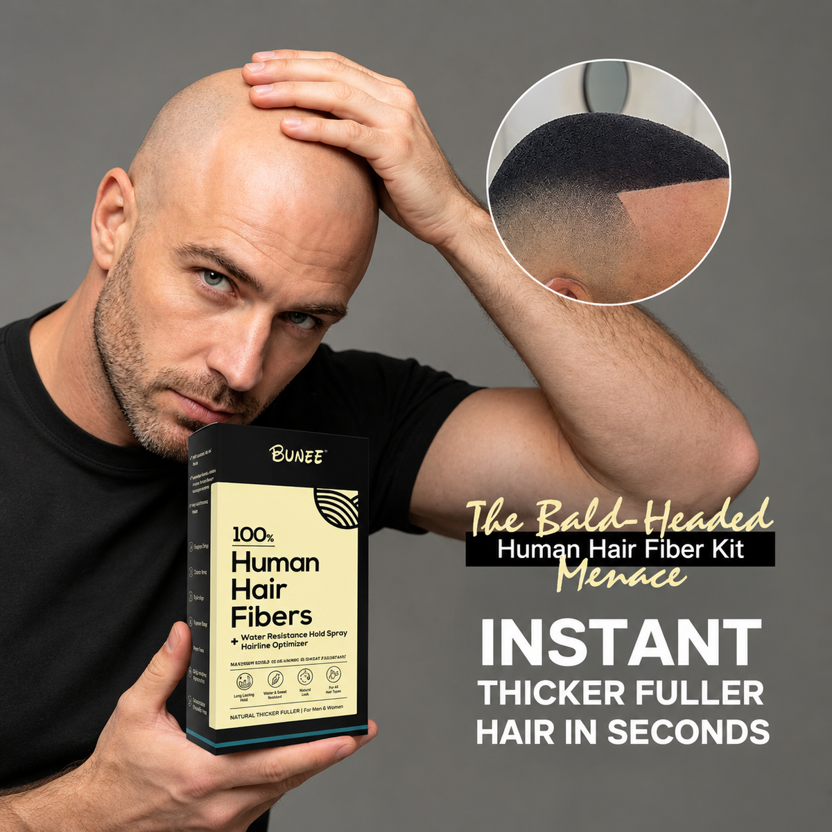 100% Human Hair Fibers & Water Resistance Hold Spray for Enhanced Hair Volume and Texture