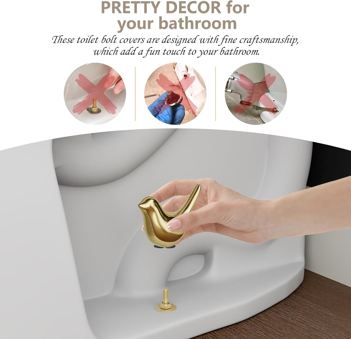 Ceramic Bird Toilet Bolt Caps – Cute Bathroom Decor (2PCS)