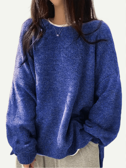 Women's Drop Shoulder Split Hem Sweater