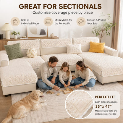 Plush Fuzzy Sofa Cover – Soft Non-Slip Washable Couch Protector