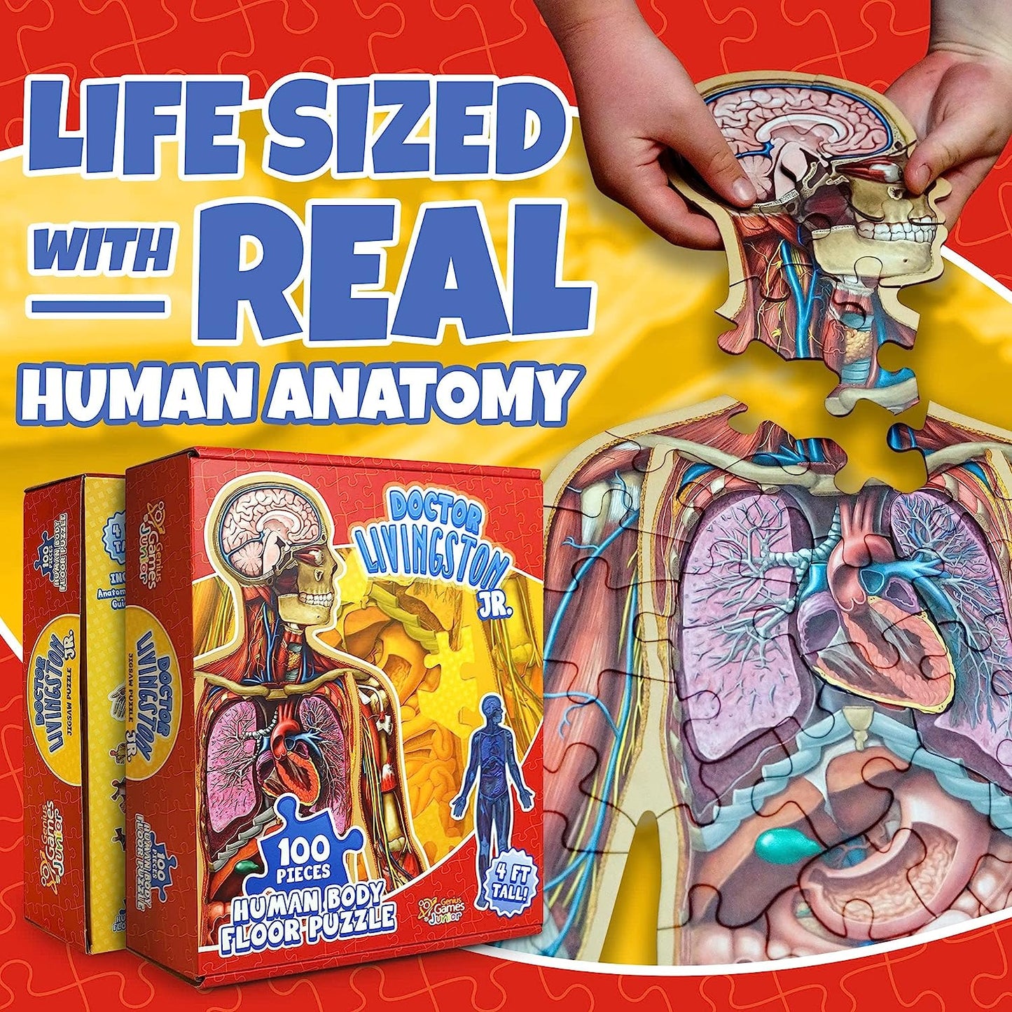 Kids 100-Piece Human Body Floor Puzzle – 4ft Anatomy Learning Puzzle