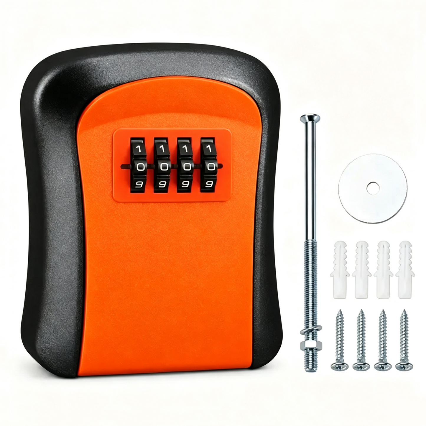 Wall Mount Key Lock Box - 4 Digit Combination Lockbox for Keys Safe Security Storage