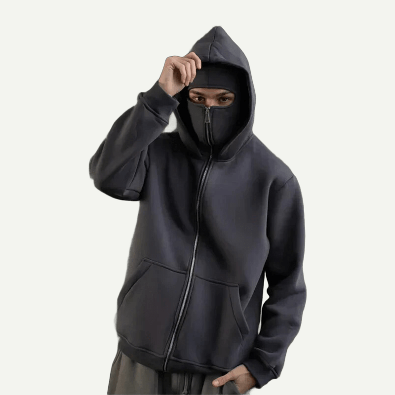 Double Hooded Zip Jacket Wind-resistant Winter Hoodies for Men