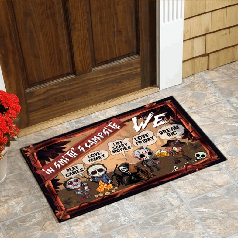 3D Halloween Skull Doormat – Optical Illusion Crystal Velvet Rug