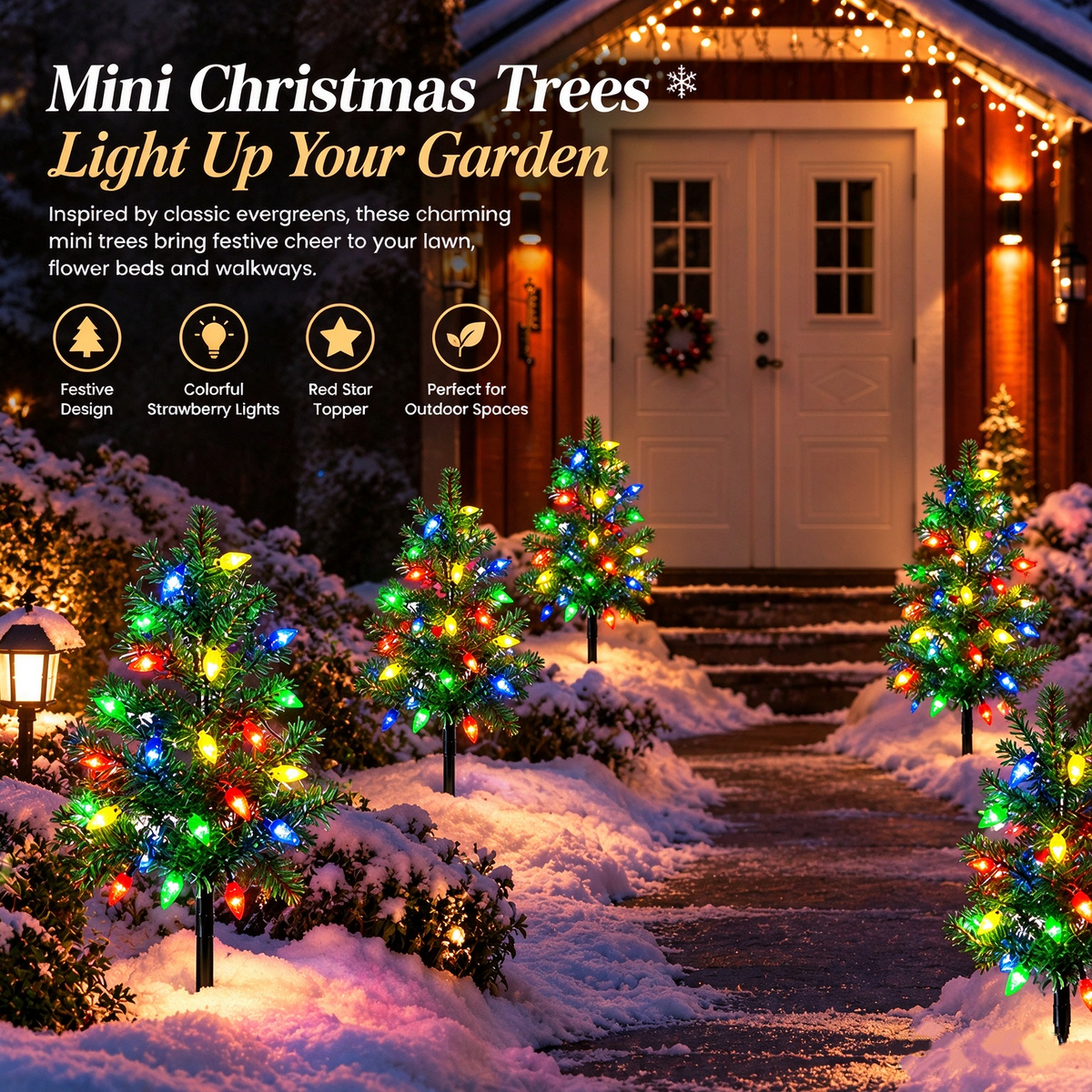 Solar Christmas Tree Lights, 2 Modes, IP65 Waterproof Outdoor Decor