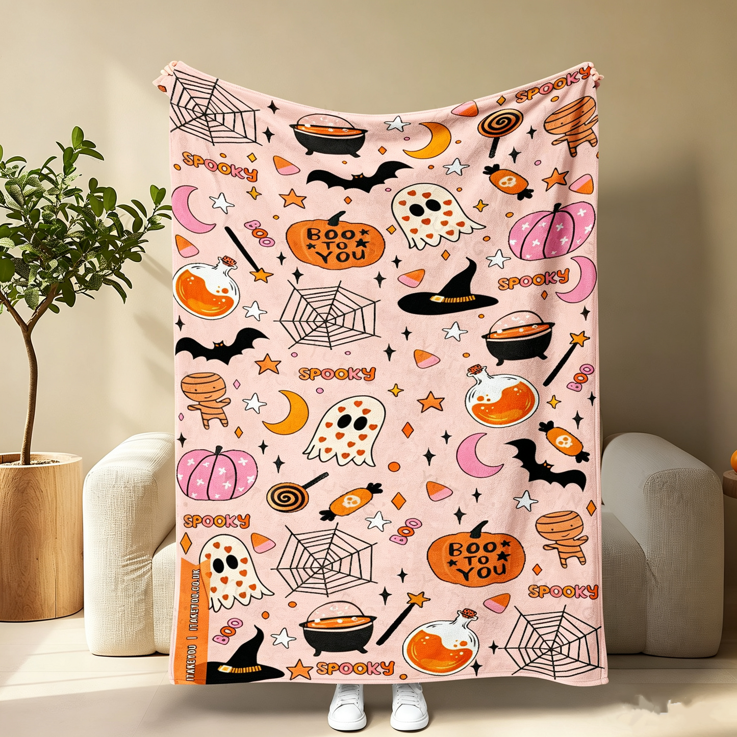 Halloween Patchwork Flannel Blanket – Soft Warm Throw, 5 Sizes