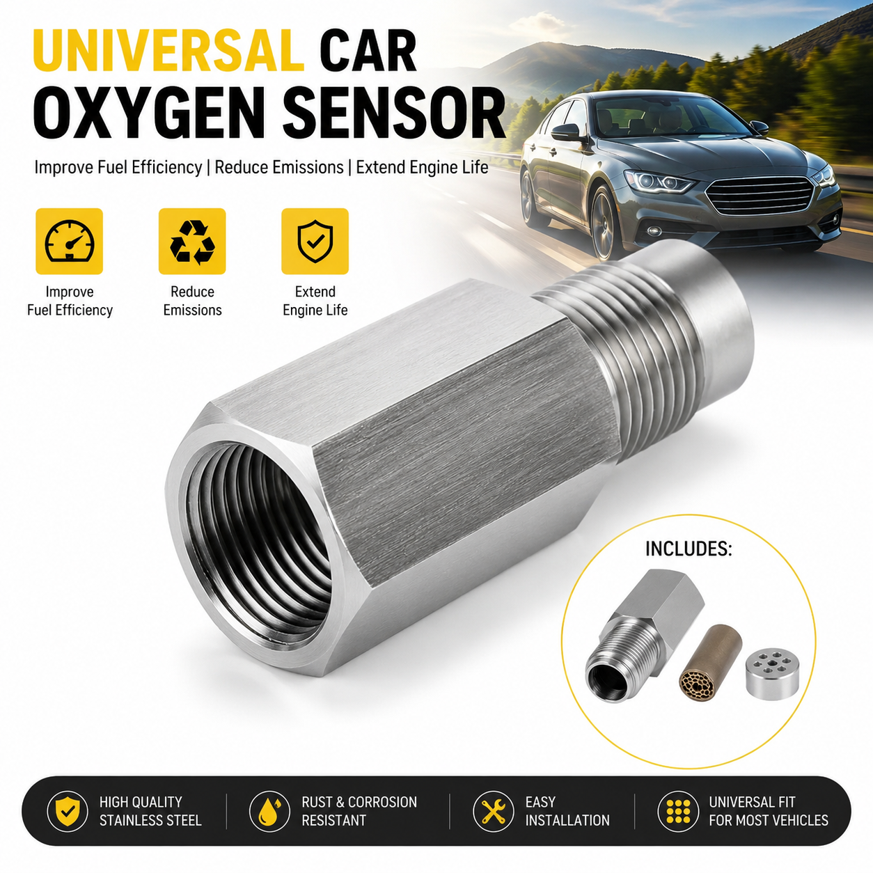 Universal Car Oxygen Sensor-M18x1.5 O2 Sensor Spacer Extender