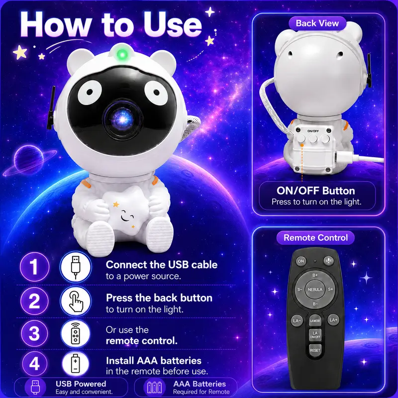 Astronaut Galaxy Projector-8-Color Nebula Star Projector